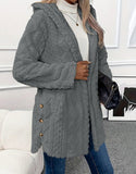 2025 Ebaywish Hooded Solid-Colored Open-Shirt Button-Buttoned Long-Sleeved Casual