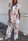 Off Shoulder Backless Office Romper Summer Sleeveless Wide Leg Pants Slit Overalls Women V Neck Wrap Night Party