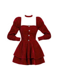 French Shatter Flash Dress Women 2023 Spring Sexy Halter Party Red Dresses Vestidos Y2K Long Sleeve Slim Waist