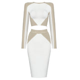 Bandage Two Piece Women Long Sleeve Top Mini Skirts Elegant Bodycon Set Suits Autumn Winter 2 Piece