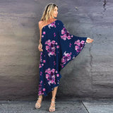 Boho Printed Off Shoulder Kaftan Plus Size Women Clothes Summer Sexy Beach Wear Tunic Casual High Street Dresses