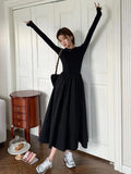 Fashion Slim Long TankDress Woman Spring Summer Crew Neck Skeleton Knit Long Sleeve Office Lady Casual Dresses for