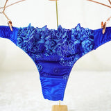 Japanese Women Panties Heavy Embroidery Floral Thongs Tanga Underwear Sexy Lingerie Seamless and G