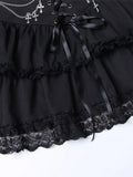 Black Ruffle Kawaii Mini skirt High Waist Gothic Punk Casual Preppy Style Y2k Skater Lace Up Design Pleated Cake Skirts