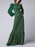 Vintage Print Flare Sleeve Tunic Maxi Dress 2022 Summer Women Beach Wear Crew Neck Club Party Long Dresses Vestidos