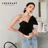 Padded Diamonds Corset Tube Top Strappy Top Women 2021 Summer Spaghetti Strap Bow Black Cami Crop