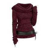 Autumn Sweater Women Colorblock Zip Embellished Hooded Sweater Oversized Warm Female Pullovers Casual Jumper