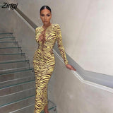 Autumn Street Print Dresses For Women 2021 Hollow Out Bandage Long Sleeve Maxi Dress Female Striped Bodycon Long