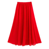 Women Chiffon Long Skirts 2020 Summer New Solid All-Match Beach Skirt Autumn Elegant Maxi Skirts Plus Size Black Blue Pink