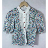 Vintage Floral Blouses Women Korean Cute Print Puff Sleeve Chic Shirts Summer Harajuku Sweet Elegant Loose All Match