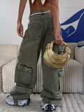 Wind Side Striped Bump Color Splicing Jeans Belt Belt With Casual High-Rise Thin Loose