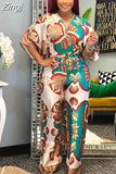 Flower Women Jumpsuits For Autumn Long Sleeve Bandage Loose Fashion Streetwear Overalls Wide Leg Pants Trousers