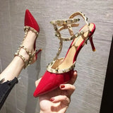 High Heels Bare Female Fine Heel Spring And Autumn New Pointed Net Red Back Empty Single