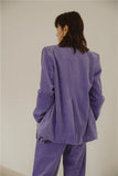 Corduroy Womens Suits Blazer With Pants Purple 2 Piece Sets Fall Outfits 2020 Suit Top And Pants Korean