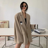 Blazers Women Elegant Solid Suit Jackets Korean Office Lady Simple Single Breasted Loose Leisure All-Match Coat Top