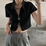 Goth T-shirts Y2k Harajuku Crop Top Women Kpop Short Sleeve Korean Fashion T Shirt Gothic Aesthetic Black Cheap