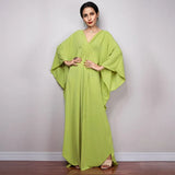Multicolor V-neck Batwing Sleeve Plus Size Loose Maxi Dress For Women Summer Beach Wear Kaftan Long Bathing Dresses