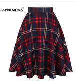 High Waist Plaid Casual Short Tunic Midi Skirt Blue Green Striped Women Plaid Checkered 50s 60s Vintage Skirts