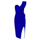 New Summer Elegant Bandages Dress Women Sexy Ruffles One Shoulder Clothes Club Party