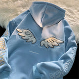 Sweatshirt Punk Goth Wing Letter Print Hoodies Streetwear Plus Size Jacket Long Sleeve Tops Aesthetic Girls
