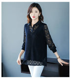 sweater 2023 spring and autumn fake two-piece POLO neck pullover patchwork long-sleeved lace knit bottoming