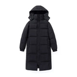 Solid Color Long Straight Winter Coat Casual Women Parkas Clothes Hooded Stylish Winter Jacket Female