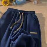 Warm Thickened Lamb Plush Winter Sweatpants Solid High Waist Baggy Pants Joggers Preppy Students Korean Harajuku