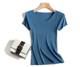 knitted Short Sleeve knitted Sweater Women Spring Summer Slim Basic Solid Casual Base Female knitting shirts 2021