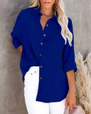 Shirt Women Fashion Pocket Long Sleeve Button Up Shirt Elegant Female Loose Office Top Spring Solid Color Blouse