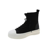 Autumn Women's Casual Sneakers High Top Lace Sneakers Lace Up Sneakers Versatile Thick Sole Knit Skateboard