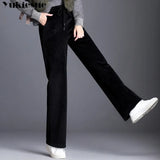 Winter warm thick women long velvet pants,England loose casual staight wide leg velour pants,clothes velvet