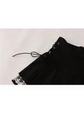 Women's A-line Skirts Bandage Lace Patchwork Kawaii Lolita Mini Skirt Korean Gothic Black High Waist Y2k Harajuku Vintage