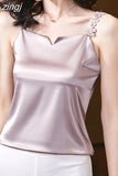 Women's Tank Tops 2023 Spring Sexy Crop Vest Solid Camisole Female Off Shoulder Satin Floral Sleeveless Clothes Women Basic