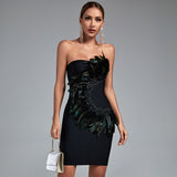 Lace Bandage Dress Green Bodycon Dress Evening Party Elegant Sexy Strapless Birthday Club Outfit 2022 Summer New