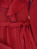 Winter Warm Knitted Dress For Women High Quality Ruffle Patchwork Retro High Waist Pleated Dresses Ladies Temperament
