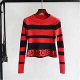 Light Brown Plaid Bear Cartoon Woman Sweaters Japan Kawaii Winter Tops Harajuku Fashion Teens Clothes Knitted