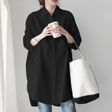 New Autumn Spring Long Sleeve Shirt Casual Loose Oversize Long Shirt Women Tops Fashion Irregular Solid White Clothes