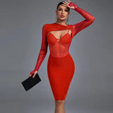 Bandage Dress 2022 Women Long Sleeve Bandage Dress Bodycon Elegant Sexy Purple Evening Party Dress Summer Club