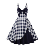 Style 50s Pinup Dress Women Vintage Cocktail Patchwork Red Striped Printed Spaghetti Straps 1950s Rockabilly Party