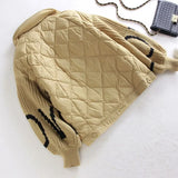 New Winter Down Coat Women Korean Letter Knitted Lantern Sleeve Patchwork Women's Down Jacket Casual Female Loose