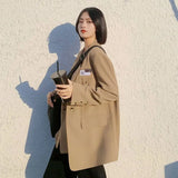Autumn Design Temperament Suit Jacket Women Loose Black Blazer Khaki Tailored Coat Korean Office Lady Overwear