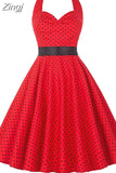 Dress Women 2023 Summer Sexy Polka Dot Print Halter Party Dresses Vestidos Robe Pin Up Rockabilly Y2K