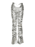 Stacked Low Waist Pu Leather Pants- Outfit