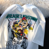Summer Cotton Dark Gray Y2k Tops Graphic Tee Cartoon Fun Hip Hop Streetwear Oversized Tees Tops Harajuku Teens Large