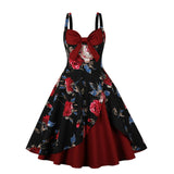 Floral Print Women Pinup Dress 1950s Vintage Yellow Tunic Spaghetti Straps Vestidos Evening Party Prom Swing