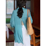 White Sunscreen Shirt Women Sexy Backless Chiffon Sun Protection Cardigan Tops Summer Elegant Solid Loose Casual