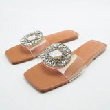 ZARZ Slippers Women Luxury Designer Brand 2022 Summer New Fashion Rhinestones Transparent Flat Sandals Casual Plus Size