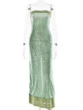 Sequin Strapless Sheer Maxi Dress-Outfit