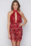 Backless Bandage summer dress women Pink red blue black Sequins dress elegant club bodycon midi party dresses vestidos