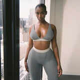 Women Tracksuit Sleeveless Vest Skinny Yoga Leggings Matching Jogger Set Solid Sporty Set 2022 Summer Workout